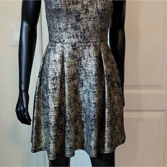 BRAND NEW SOPRANO METALLIC GOLD &BLACK SPAGHETTI STRAP SLEEVELESS DRESS - Picture 5 of 15